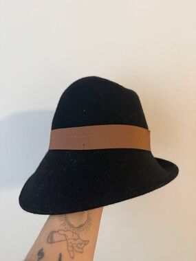 Goorin Bros Black Wool Fedora with Brown Band